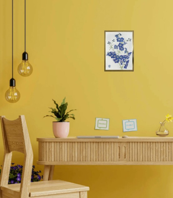 Dessin Botanique - Delphinium Bleu 2025